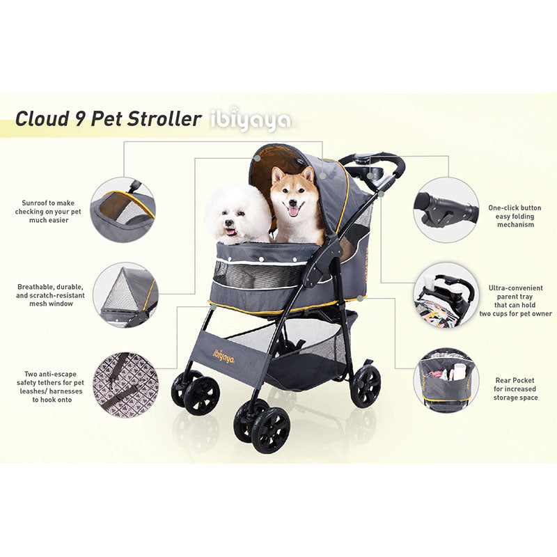 Ibiyaya Cloud 9 Pet Stroller Mustard Yellow Pets Station