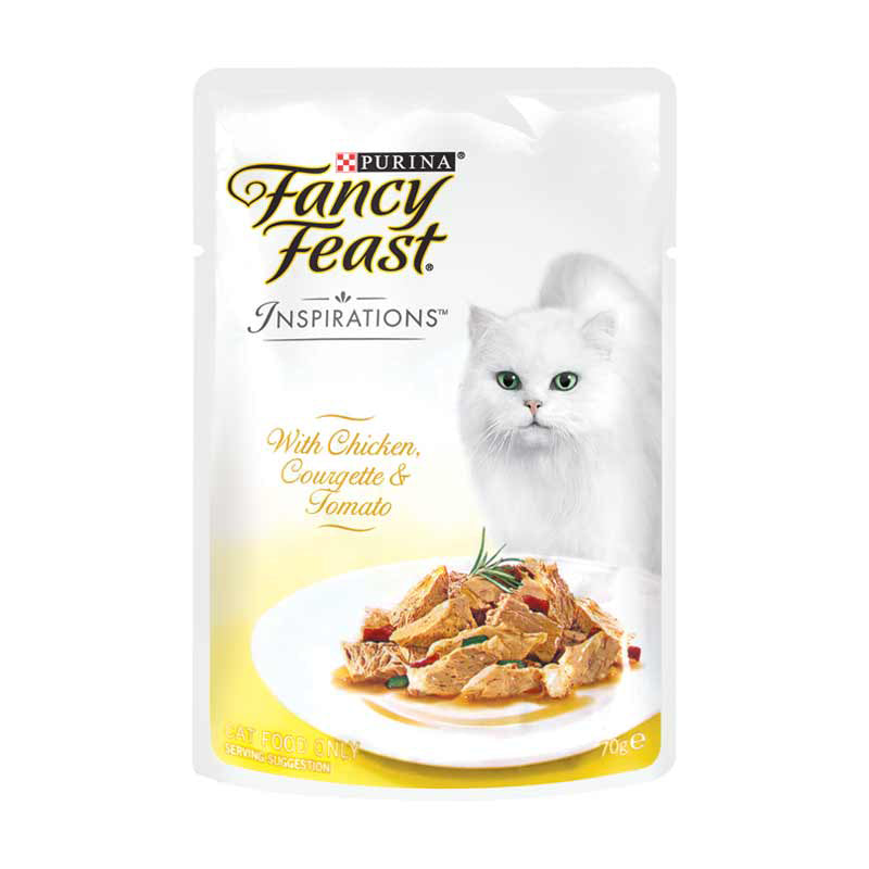 Fancy Feast Inspirations With Chicken Courgette Tomato Pouch