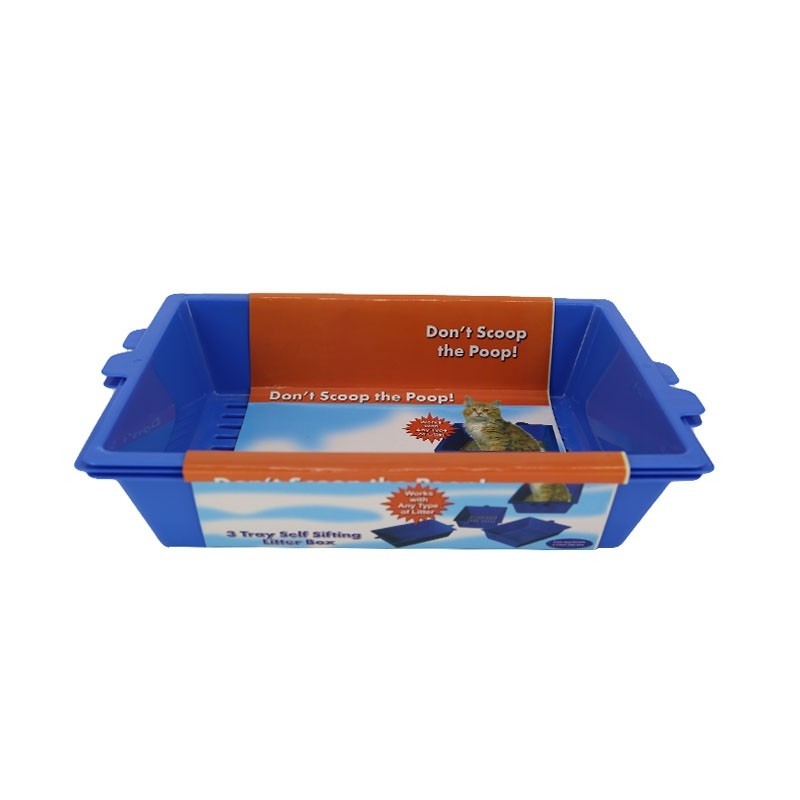 Self sifting litter outlet box