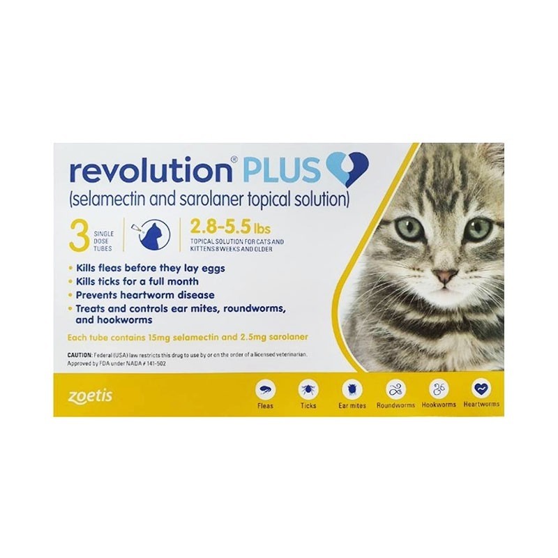 Revolution Plus For Cats 2.6kg -5kg (Orange) Cat Medication – Pets' Station